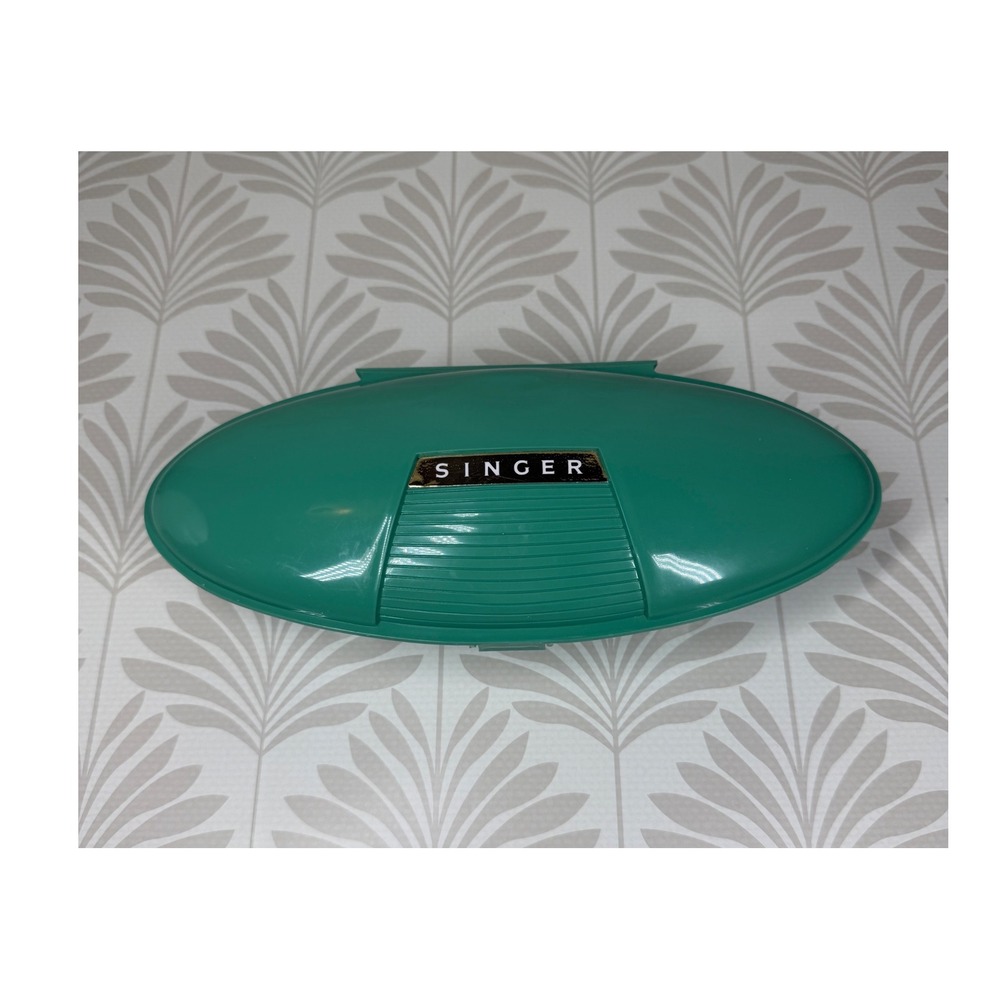 Vintage Singer Slant Shank Professional Buttonholer Green Case 5 Cams 60s